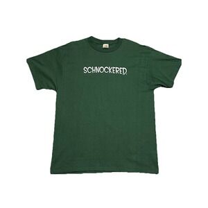 Vintage Y2K SCHNOCKERED Quote T Shirt Size XL Green Fruit Of Look‎ Tag